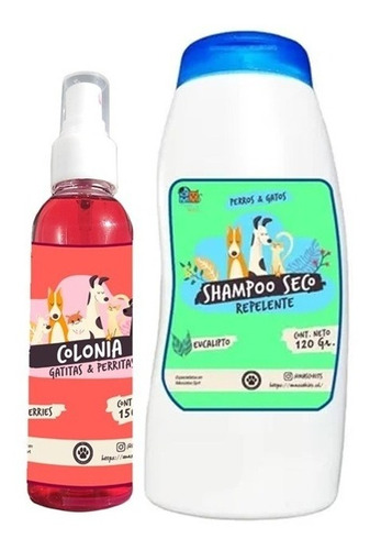 Kit P/ Gatos Shampoo Seco Anti Pulgas + Colonia Berries