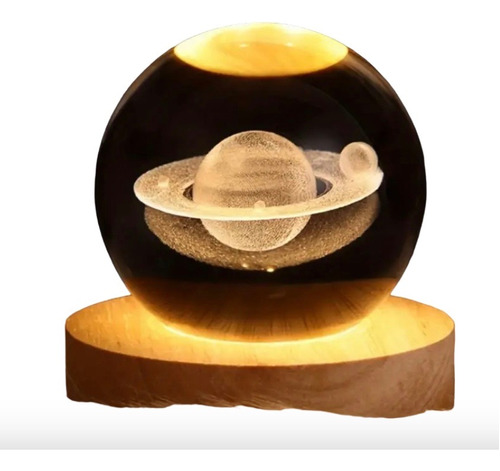 Lámpara De Cristal En Forma De Bola 3d Con Saturno O Luna