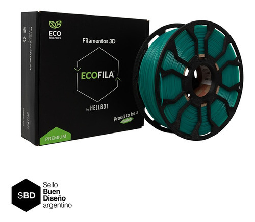 Filamento Pla Impresora 3d Hellbot Ecofila 1kg 1.75mm Color Esmeralda Traslucido