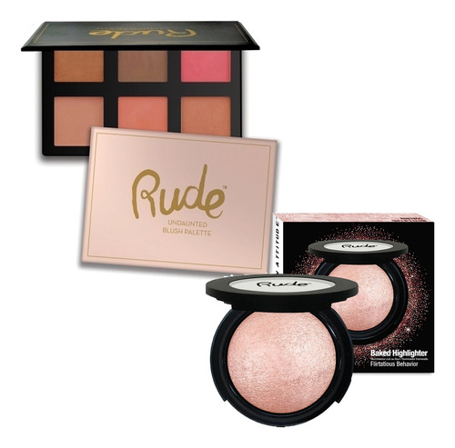 Combo Paleta De Rubores Contorno + Iluminador Rude Cosmetics