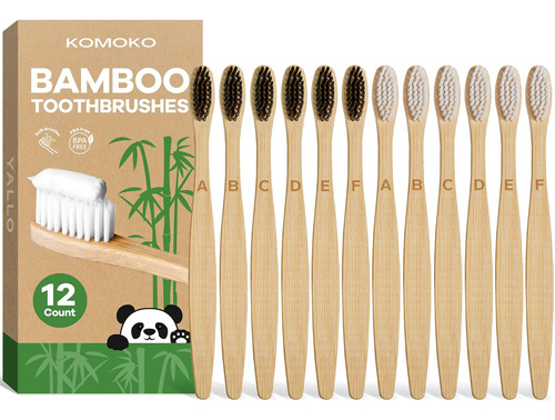 Cepillos De Dientes De Bambú Komoko (12 Unidades), Cepillos 