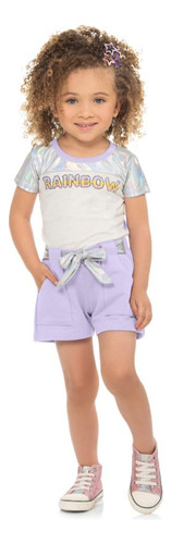 Conjuto Feminino Infantil Blusa Shorts Moletom Careca