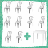 Kit 10 Cadeiras Plásticas - Gratis 1 Mesa