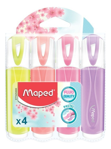 Resaltador Maped Fluo Pastel X 4 Unidades Chata Calidad