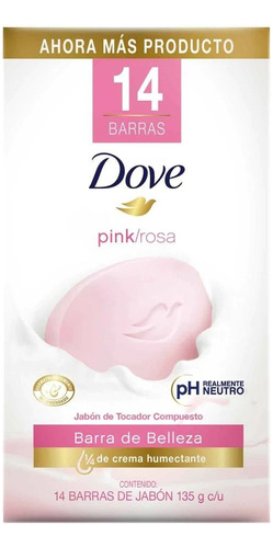 Pack Dove Pink Ph Neutro Jabón Corporal 14 Barras