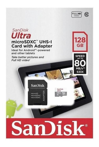Memoria Micro Sd Sandisk 128gb 80mb Clase 10