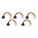 5 Cables Convertidor De Molex (4 Pines) A Sata 15 Cm Largo 