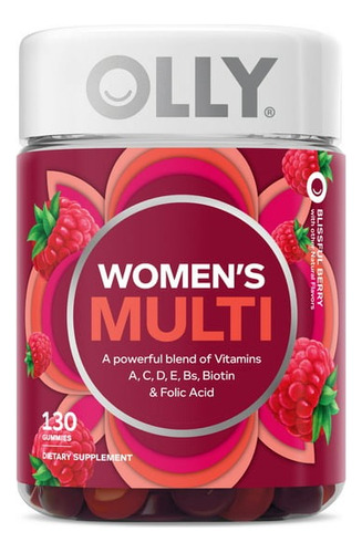 Olly Gomitas Multivitaminico Mujer Acido Folico B12 130 Gum Sabor Frambuesa