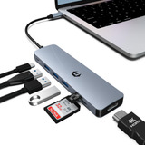 Hub Usb C 7 En 1, Concentrador Adaptador Multipuerto De Puer