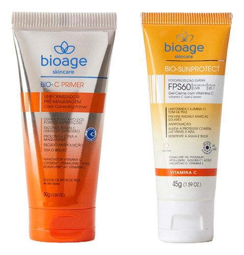 Kit Skincare Protetor Solar Fps60 + Bio-c Primer Vitamina C 
