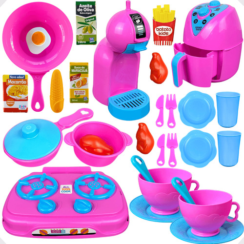 Kit Cozinha Infantil Brinquedo 30 Pcs Acessórios Comidinhas