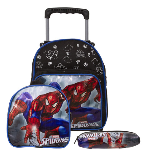 Mochila Infantil Menino Com Rodinha Homem Aranha Pre Escola