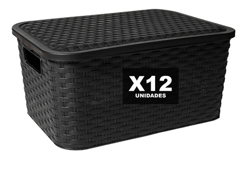 Caja Organizadora Símil Rattan Mediano Pack Por 12 Oferta!!!