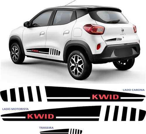 Kit Faixas Adesivos Renault Kwid  Life Lateral E Traseira 3