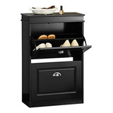 Mueble Zapatero Negro Con 2 Cajones Abatibles