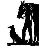 Adesivo Cowgirl Com Cachorro E Cavalo - Várias Cores 