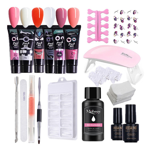 Set De Uñas Poli Gel, 220 Piezas, Luces Uv, Pegamento D