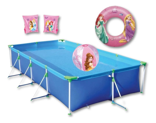 Piscina De Armação 6200l + Bola Inflável + 2 Boias Princesas