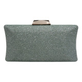 Bolsa De Festa Carteira Clutch Estilo Clássico Dourado Prata Cor Verde Oliva Fecho Prata