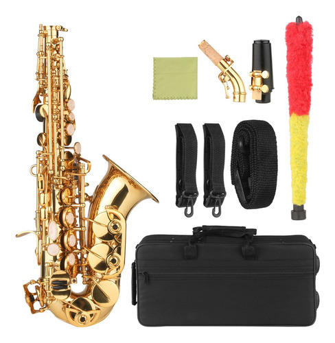 Saxofón Soprano Bb Laca Oro Latón Saxo Con Instrumento