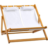 Silla Playera Doble Plaza Reclinable Color Blanco Outsunny