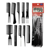 Set De 10 Peines De Peinado Para Peluquería Profesional