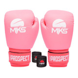 Luva Boxe Muay Thai Prospect Mks Color Block + Bandagem Pret