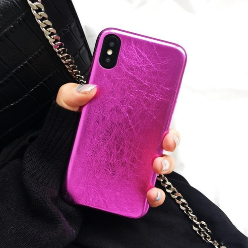 Funda Para iPhone Violeta Metalica Chic Mujer Case Elegante