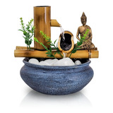 Fonte Buda Hindu De Mesa Agua Cascata Feng Shui Bambu 18cm