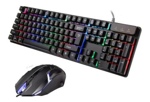 Teclado Y Mouse Gamer Simil Mecánico Usb Luces Led Calidad 