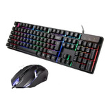 Teclado Y Mouse Gamer Simil Mecánico Usb Luces Led Calidad 