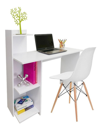 Combo Escritorio King + Silla Aimes  Color Blanco Cbescbb-02