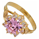 Anillo Oro 18k Cintillo Modelo Roseta Rosa Mujer Cls