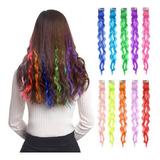 10 Unids Onda Clip En Pelo Sintético 55 Cm Múltiples Colores