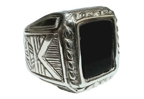 Anillo Hombre Piedra Negra Modelo Diamante Puro Plata 925