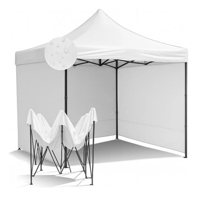 Carpa Con Paredes Lona 3m X 3m Plegable Impermeable Toldo Color Blanco