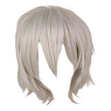 Peluca Corta Para Cosplay, Peluca Completa Blanco Blanco