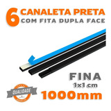 Kit 6 Canaleta Fina Para Fios Preto De Pvc Com 1 Metro Nfe