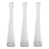 Trio De Vasos Solitários De Vidro Ø6x33cm Kit Para Decoração