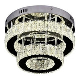 Lustre Plafon Led Cristal Legítimo Redondo Duplo Inox 3em1