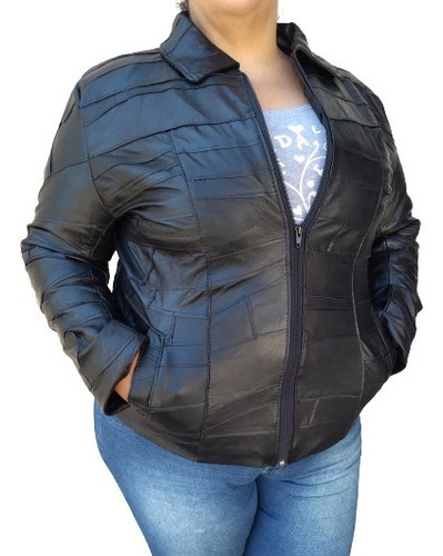 Jaqueta Plus Size Couro Legitimo Feminino Tamanhos Grandes 