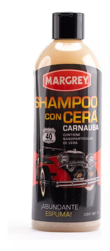 Shampoo Con Cera Margrey 1 Litro Espumoso (40 Lavadas)