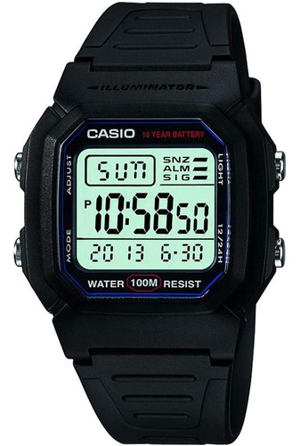 Reloj Deportivo Clásico Casio W800h-1av Para Hombre Con Band