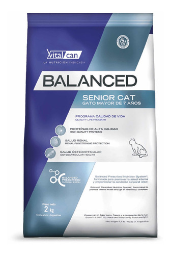 Alimento Vitalcan Balanced Gato Senior 7,5kg