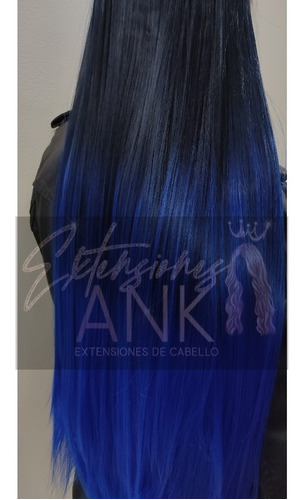 Extensiones Cabello Seminatural Largas Iluminaciónes Azul 