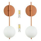 Kit 2 Arandela Bari Globo 12 Cobre Fosco C/ Led 5w 3000k