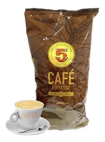 Cafe En Grano 5 Hispanos Tostado Espresso Sin Azúcar De 1 Kg