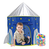 Barraca Infantil Menino Foguete Cabana Tenda Com 50 Bolinhas