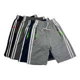 Pack 3 Short Bermuda Deportivo Niño Juvenil Cierre Raya