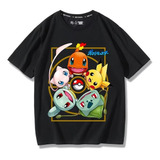 Polera De Manga Corta Con Estampado Creativo Pikachu Bulba